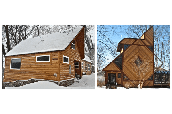 Log Style Home vs Eclectic Siding Home